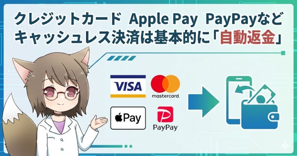 クレジットカードやApple Pay、PayPayなどのキャッシュレス決済