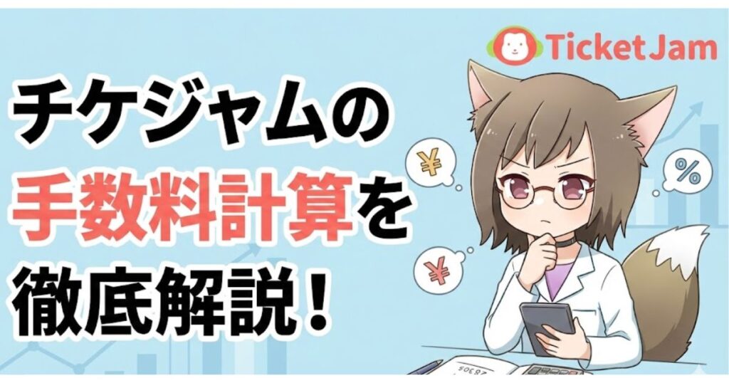 チケジャムの手数料計算式について解説している女性