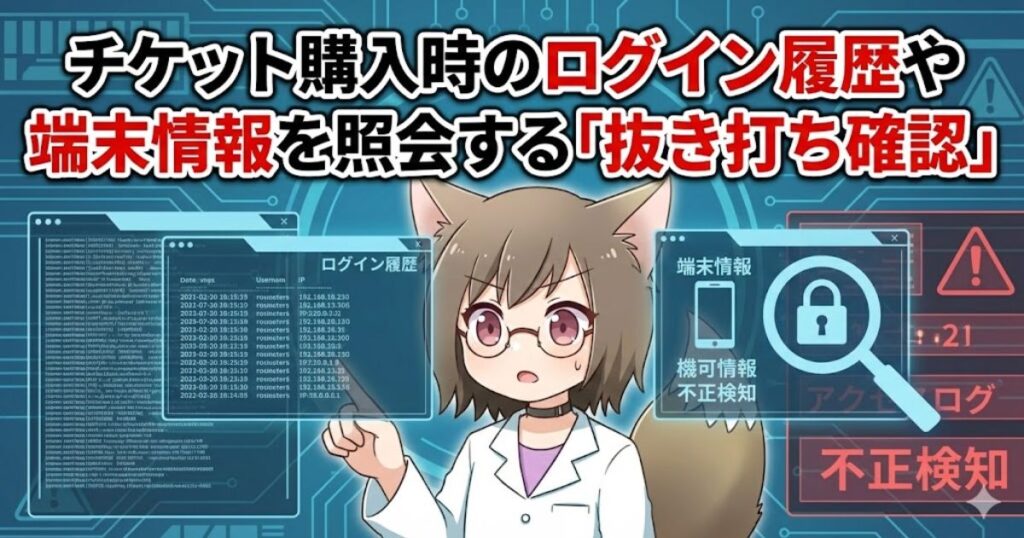 購入時のログイン履歴や端末情報を照会する「抜き打ち確認」を行うことがある