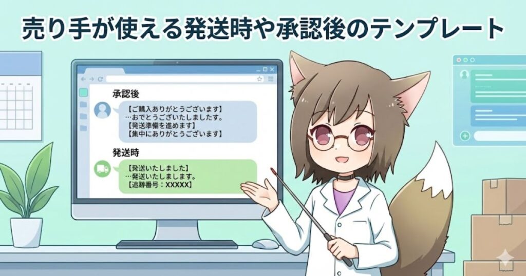 売り手が使える発送時や承認後のテンプレート