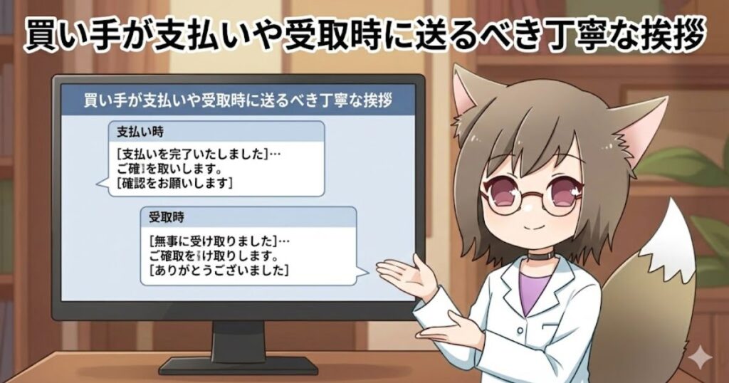 買い手が支払いや受取時に送るべき丁寧な挨拶